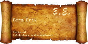 Bors Erik névjegykártya